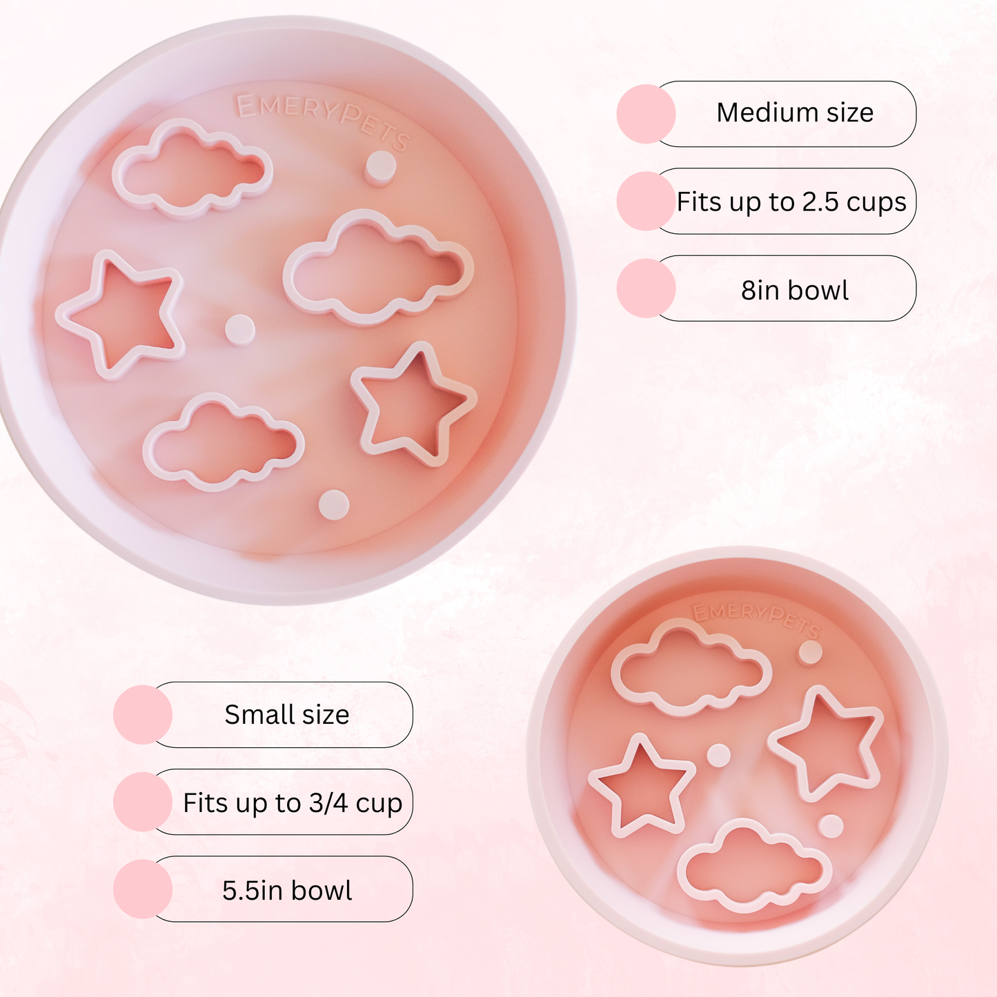 Star + Cloud Slow Feeder Bowls: Medium