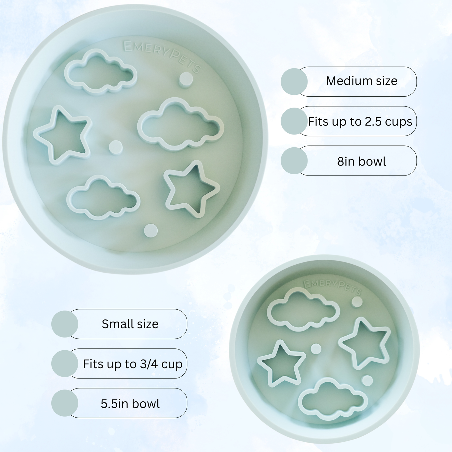 Star + Cloud Slow Feeder Bowls: Medium