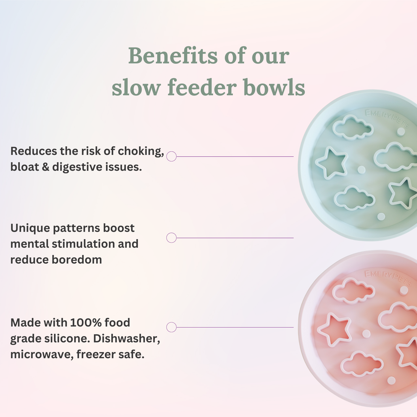 Star + Cloud Slow Feeder Bowls: Medium